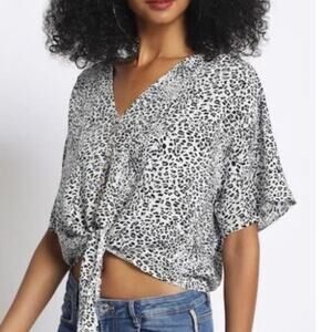 Boutique Animal Print Top with Tie Front